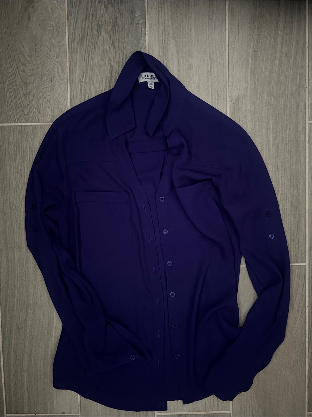 Express Women’s Purple Button-Up Shirt